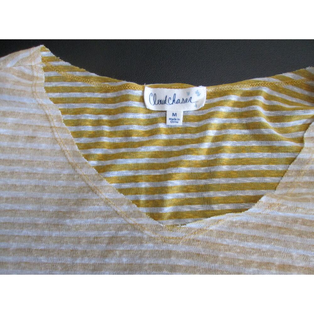 Ladies sz M s/s  with gold and white stripes by Cloud Chaser